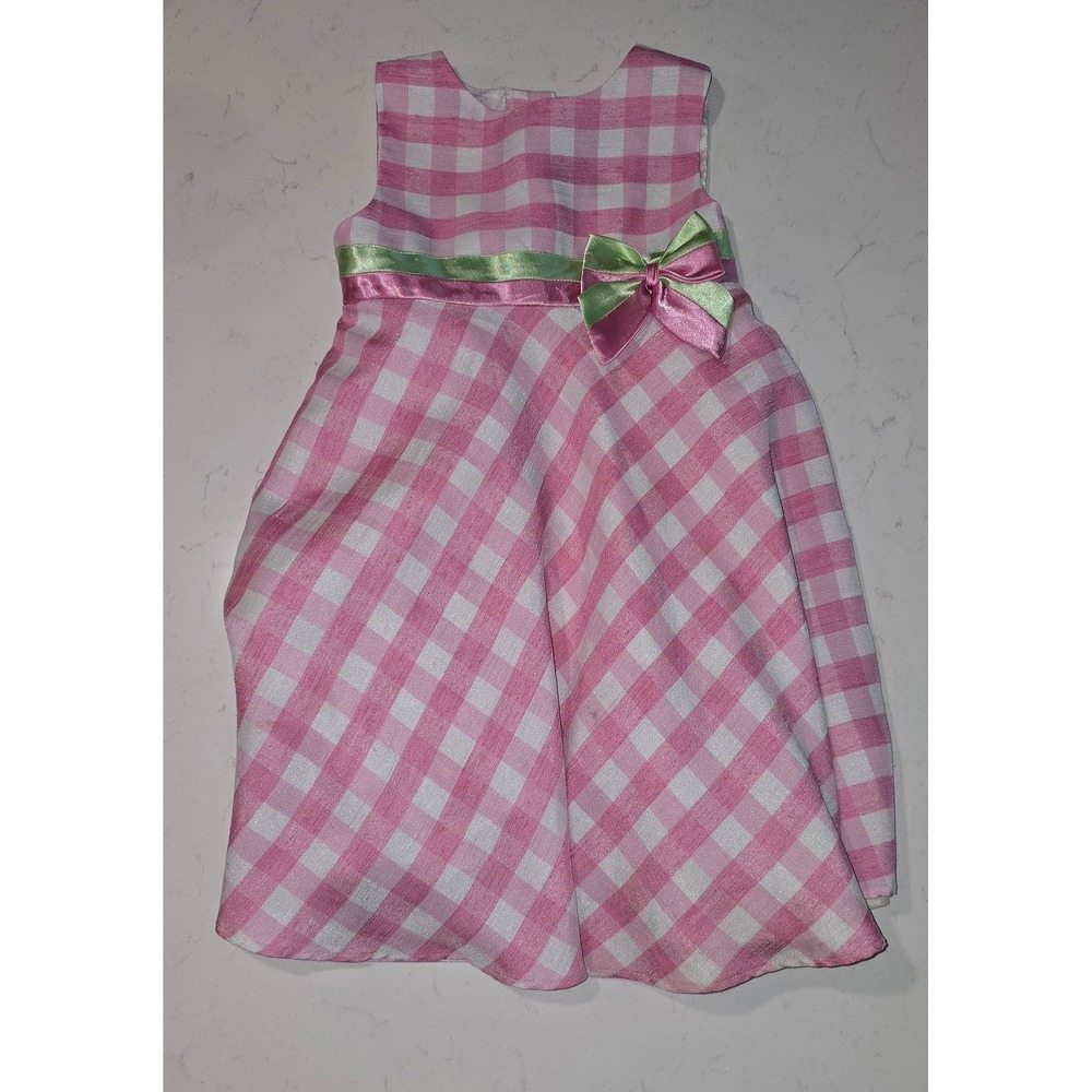 Pink Jubilee youngland Gingham Check Toddler Dress with Satin Bow 4T HOLT618205